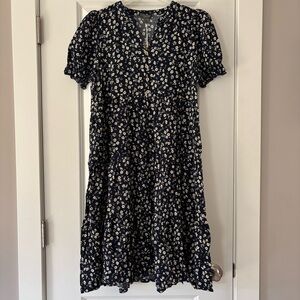 Navy Floral Midi Dress